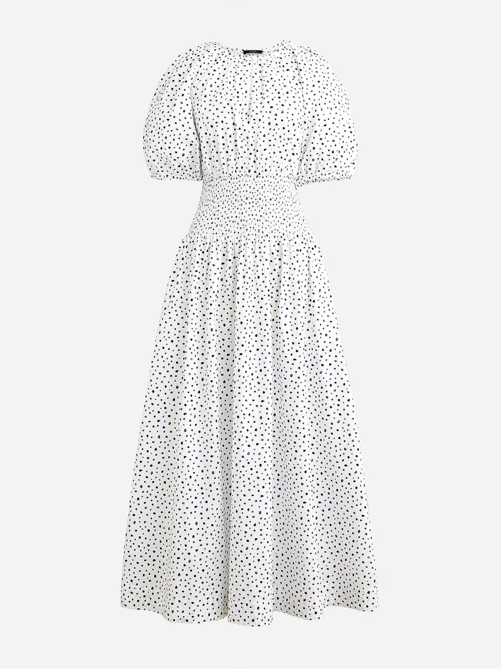 J Crew women's size XS Puff-sleeve smocked-waist midi dress in dot